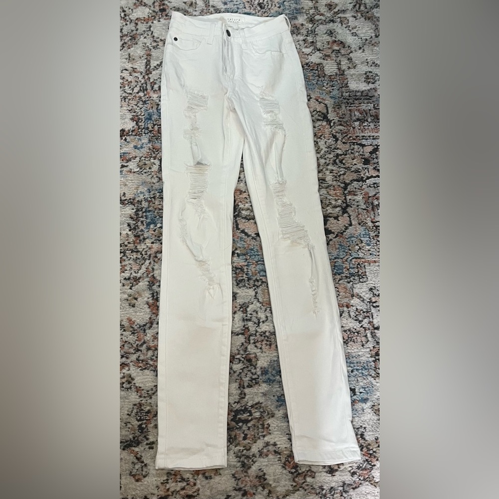 Nature Denim, size:25, white ripped skinny jeans